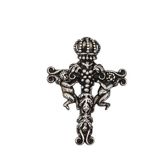 Andrea Barnett Cross Pendant Cherubim Sterling Silver Vintage Religious Jewelry - Picture 4 of 11